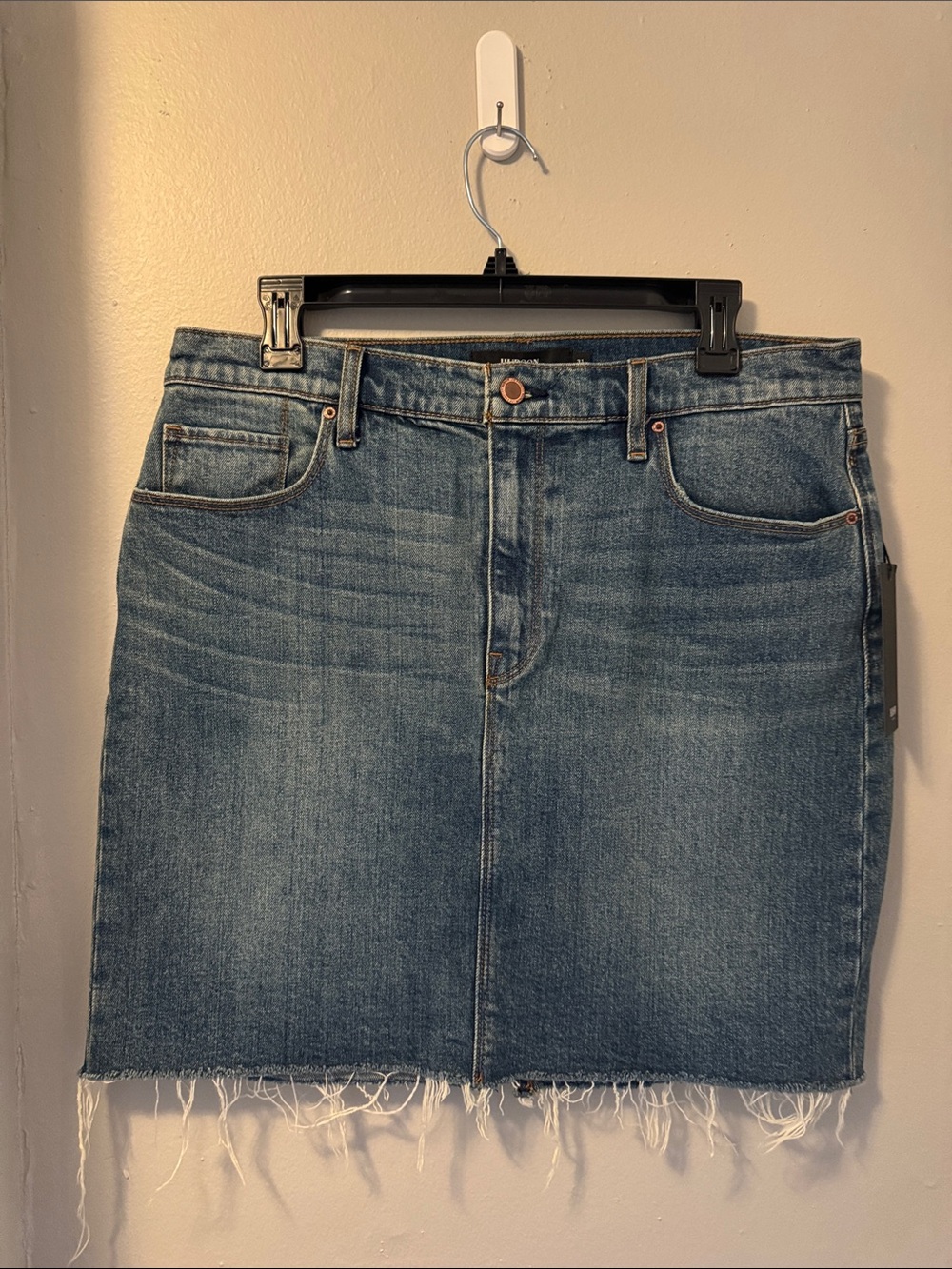 Hudson Blue Denim Mini Skirt with Raw Hem